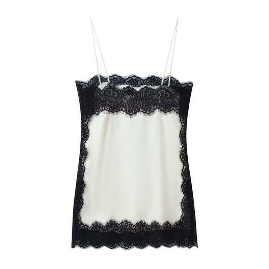 Margot | Elegant Lace Cami Top Cream Black Satin Sleeveless