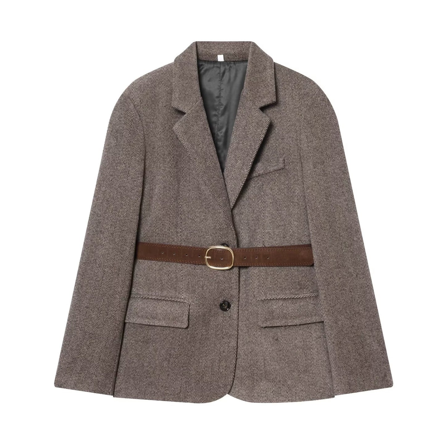 Thea | Belted Wool Blazer Gray