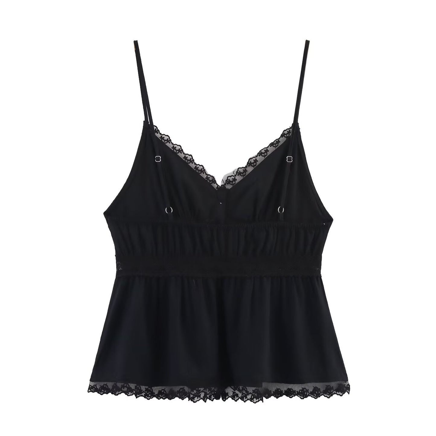 Ember | Elegant Lace Cami Top Black Button Front Peplum