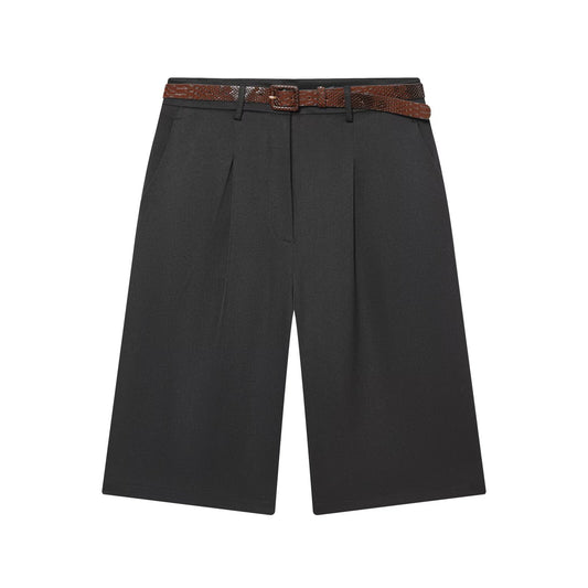 Margot | Smart Casual Pleated Bermuda Shorts Brown High Waisted