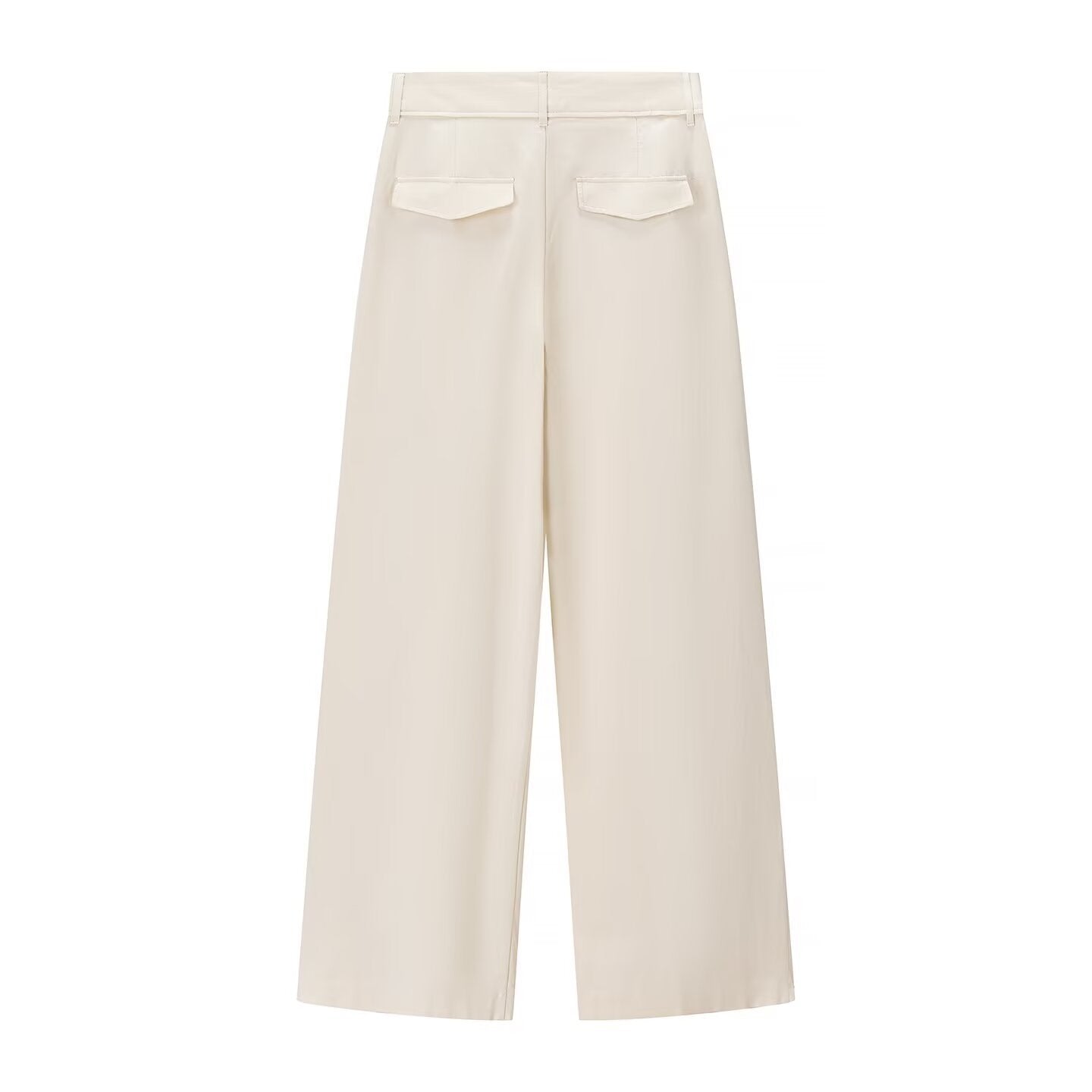 Ada | Wide Leg Trousers Cream Pleated High Waisted