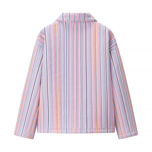 Sage | Summer Striped Shirt Jacket Pink Zip Up Oversized