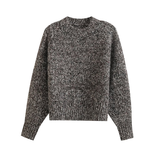 Margot | Cozy Heathered Knit Sweater Pink Crew Neck