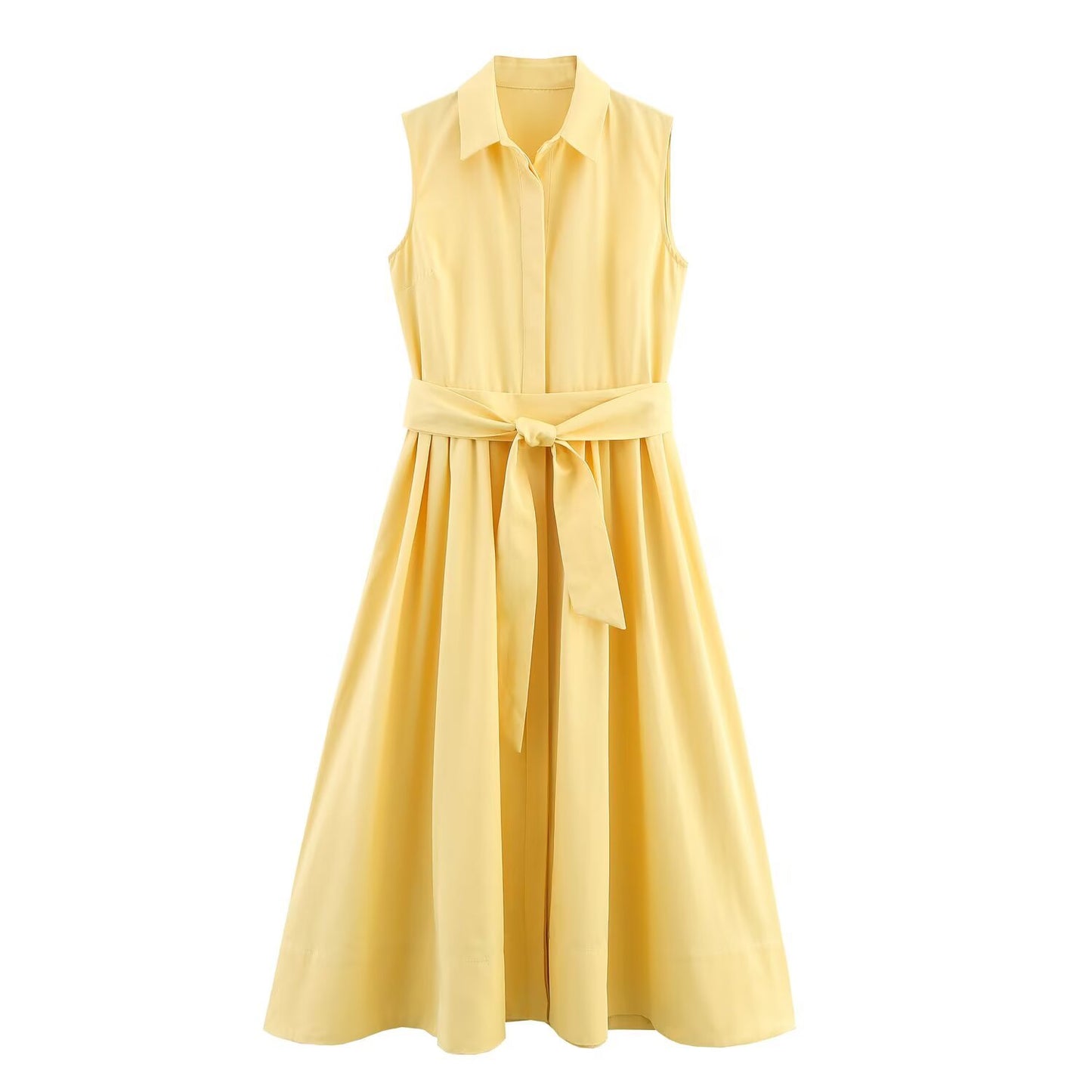 Daisy | Summer Belted Shirt Dress Yellow