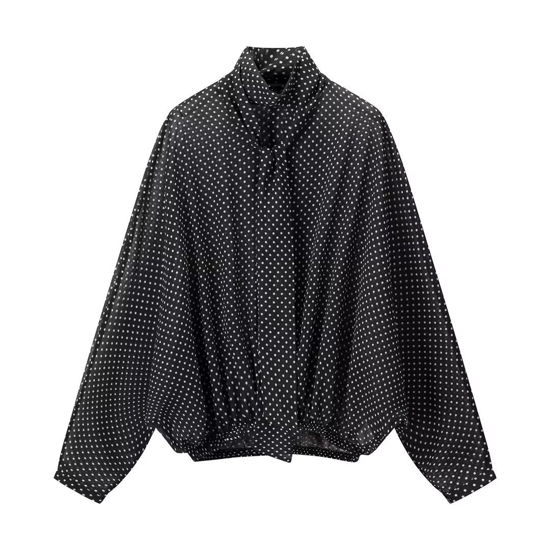 Sophie | Polka Dot Chiffon Tie Neck Set