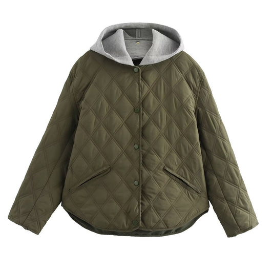 Hazel | Quilted Jacket Green Hooded Padded Oversized