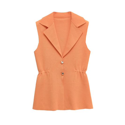 Margot | Sleeveless Tailored Vest Burgundy Double Breasted Button