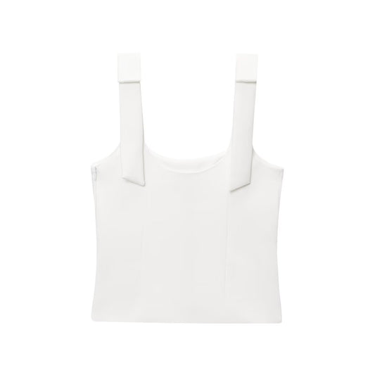 Cora | Summer Square Neck Top White Tie Strap Sleeveless