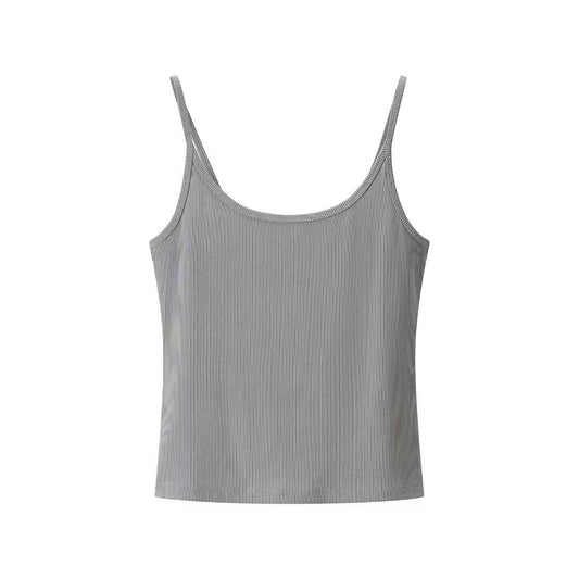 Maren | Everyday Cami Top Grey Ribbed Fitted