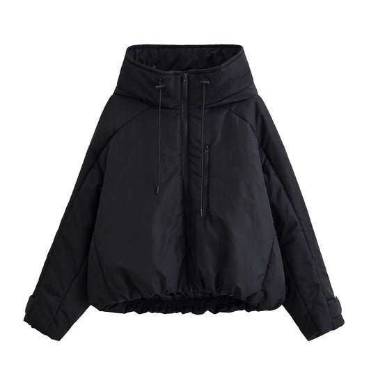 Kit | Winter Puffer Jacket Black Hooded Oversized Quilted