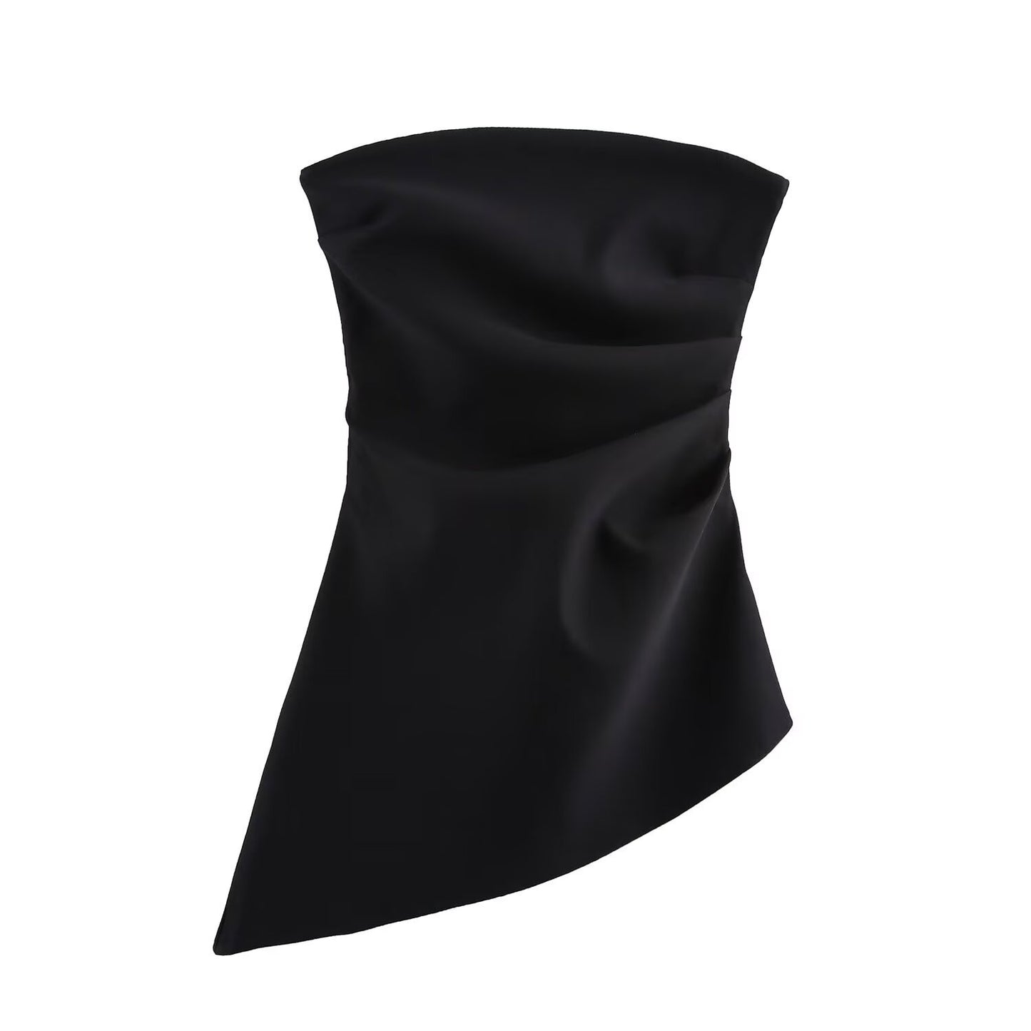 Cora | Strapless Asymmetric Top Black Ruched
