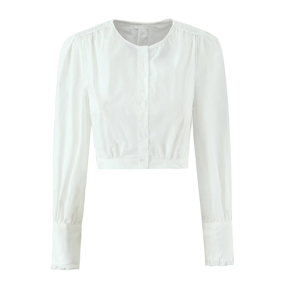 Ayla | Puff Sleeve White Shirt Cropped