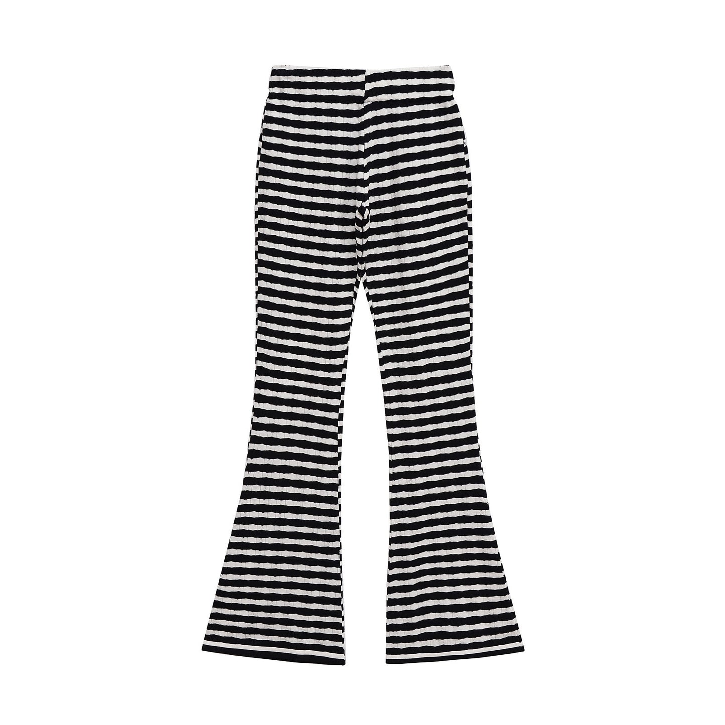 Margot | Striped Wide Leg Pants Black White Flared