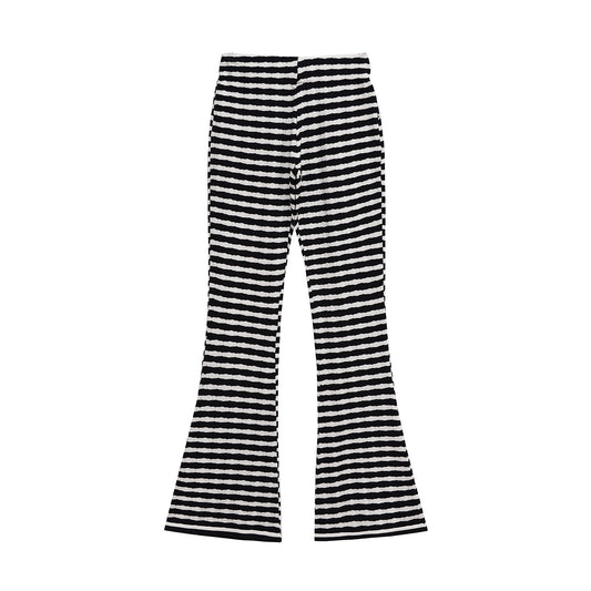 Viola | Striped Flared Trousers Black White Casual