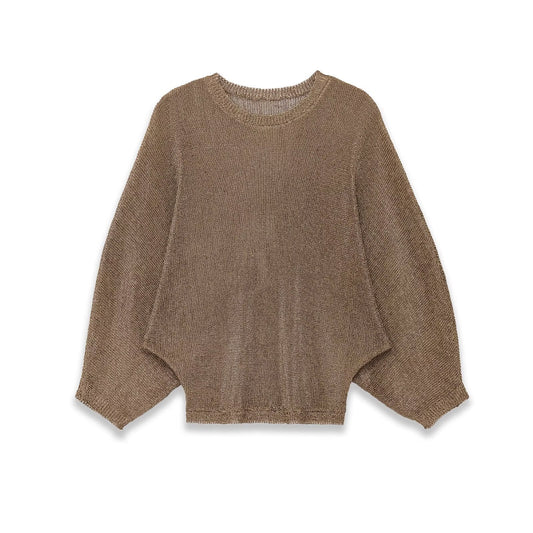 Cleo | Oversized Knitted Top Brown Long Sleeve