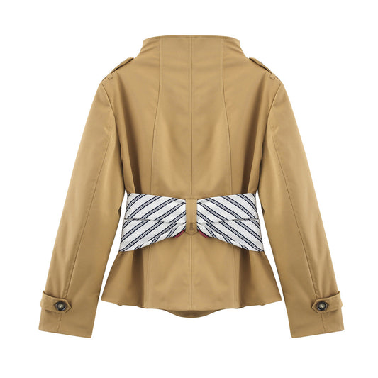 Kit | Elegant Double Breasted Blazer Camel Long Sleeve Belted