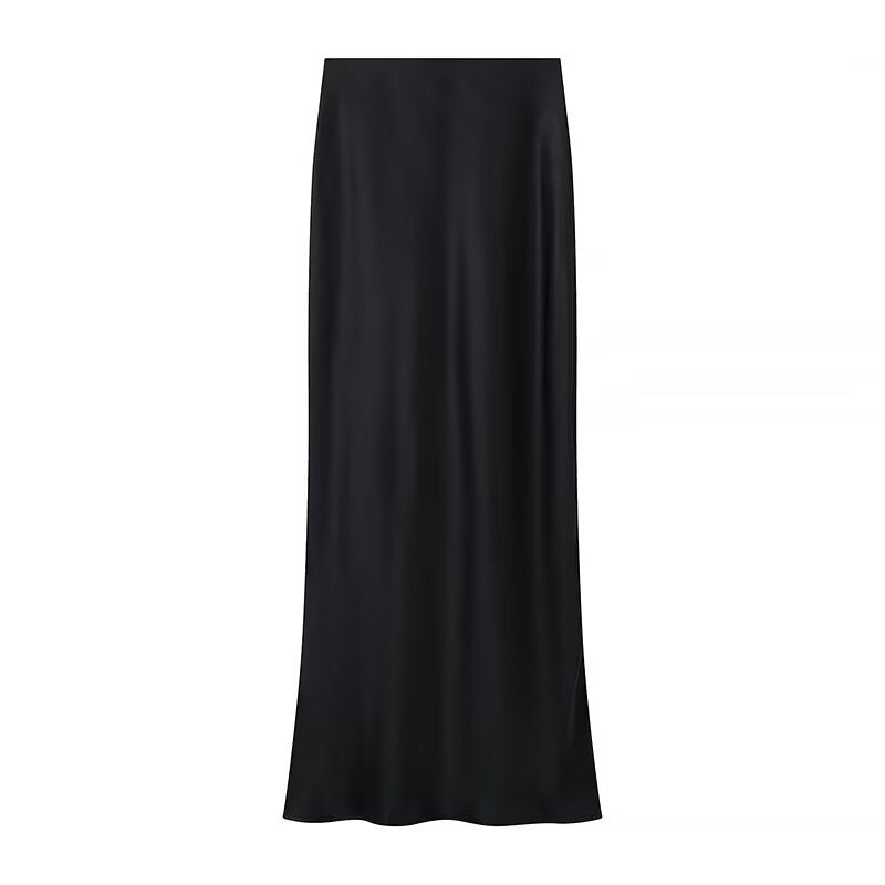 Xena | Elegant Satin Maxi Skirt Brown