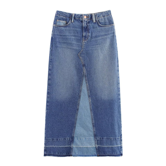 Vera | Maxi Skirt Denim Light Blue High Waisted A Line