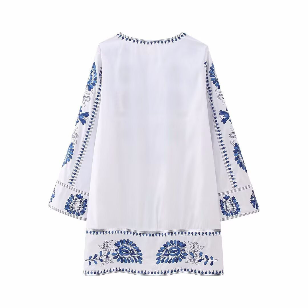 Odette | Summer Embroidered Mini Dress White