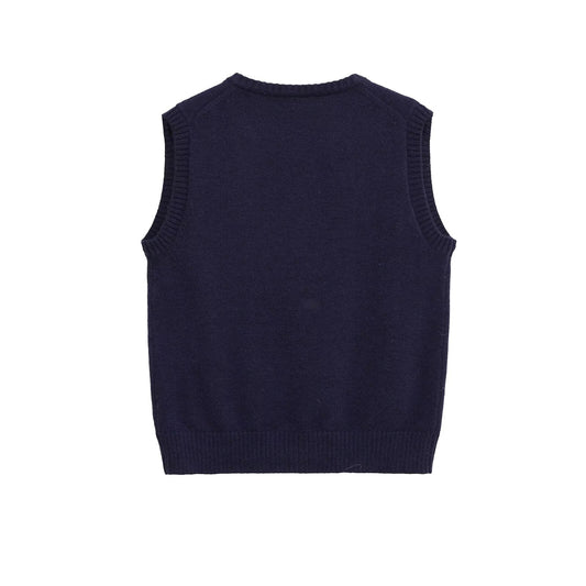 Margot | Cropped Ribbed Knit Cardigan Navy Button Front