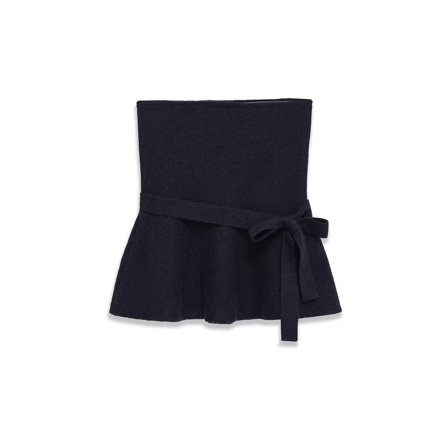Viola | Elegant Peplum Top Navy Strapless Belted Fitted