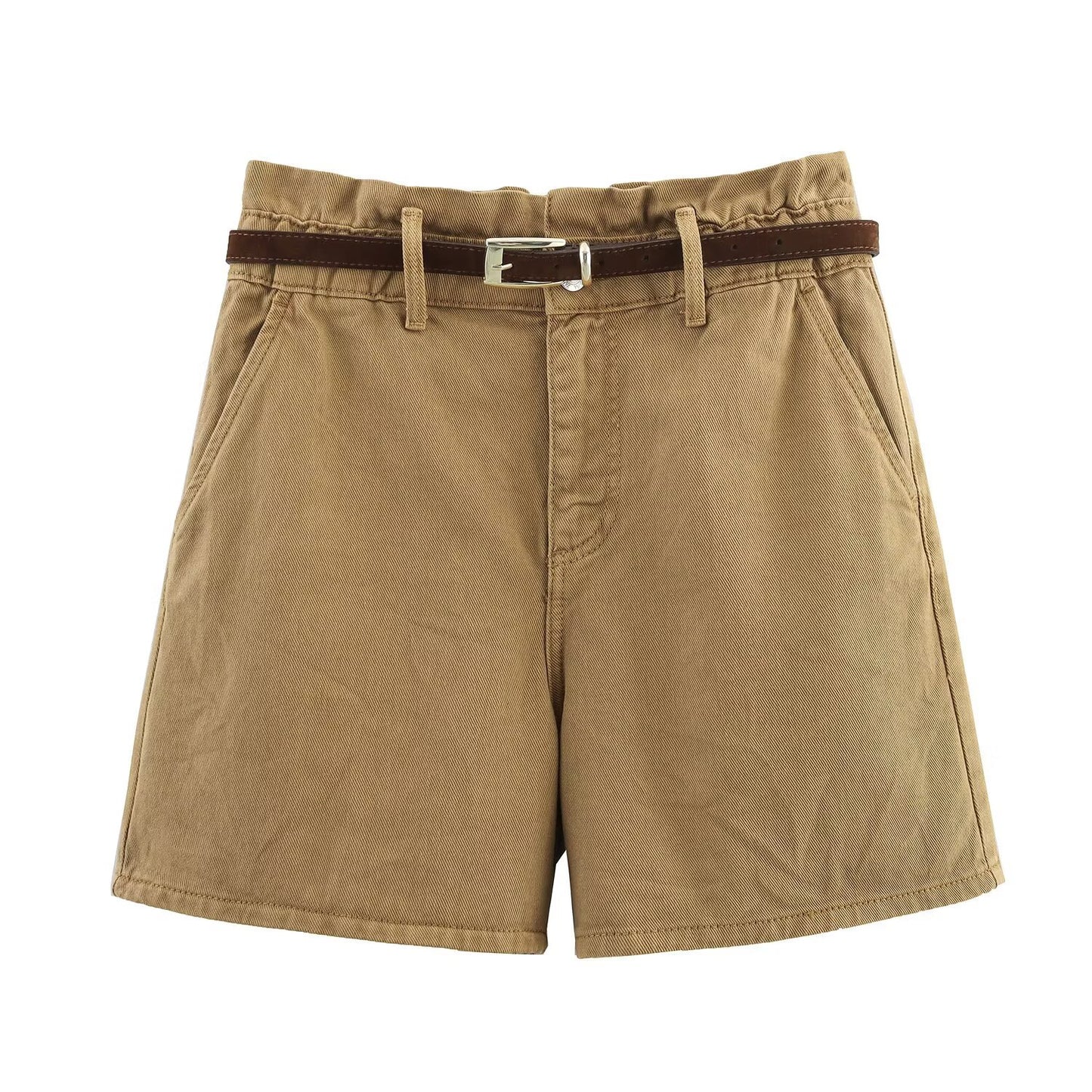 Iris | Smart Casual Tailored Shorts Cream High Waisted Belted