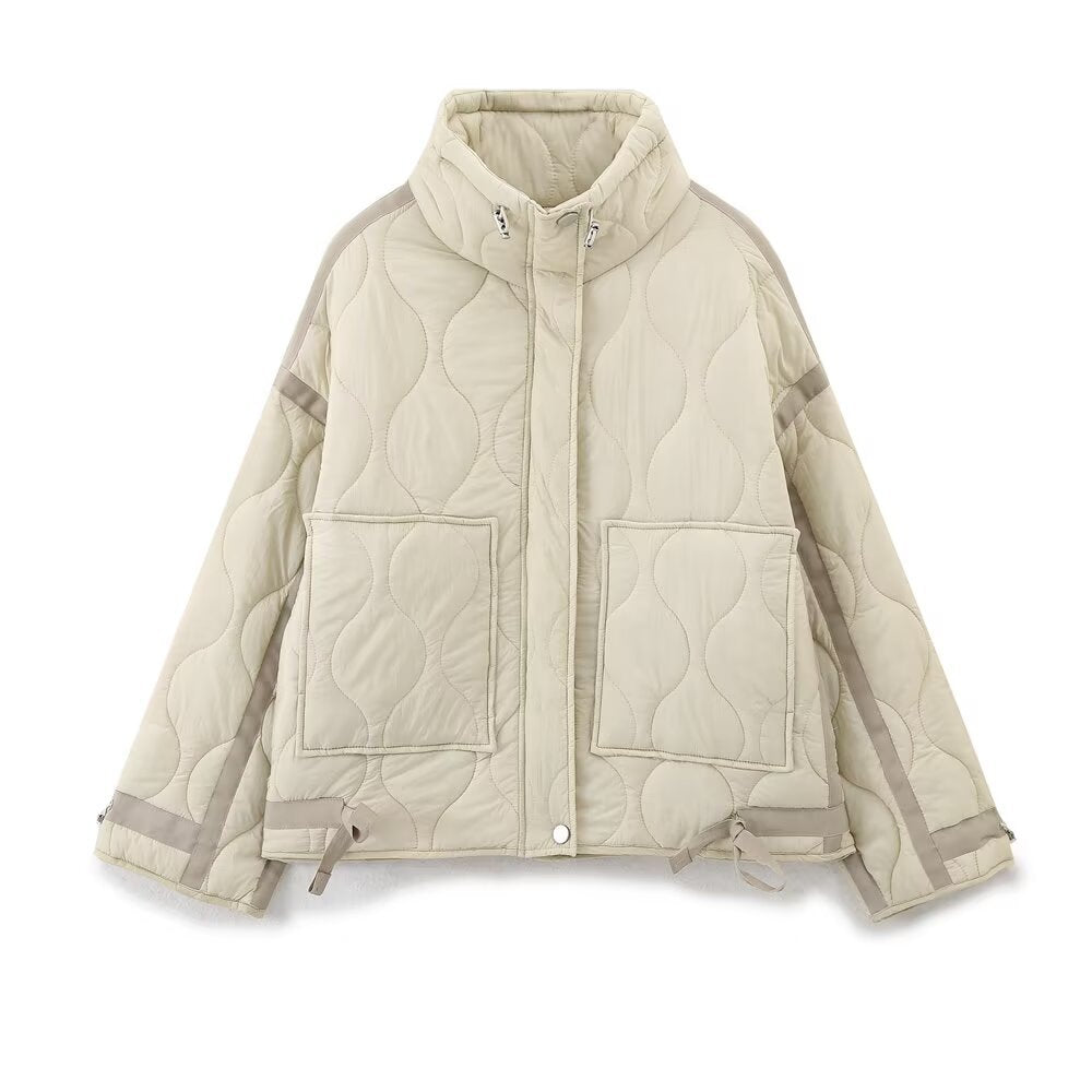 Liv | Winter Quilted Jacket Cream Padded Oversized Hooded