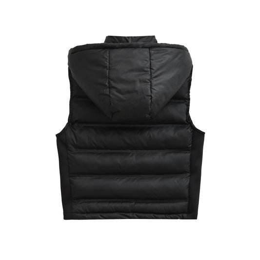 Vera | Puffer Vest Black Hooded Quilted Sleeveless Zip Up