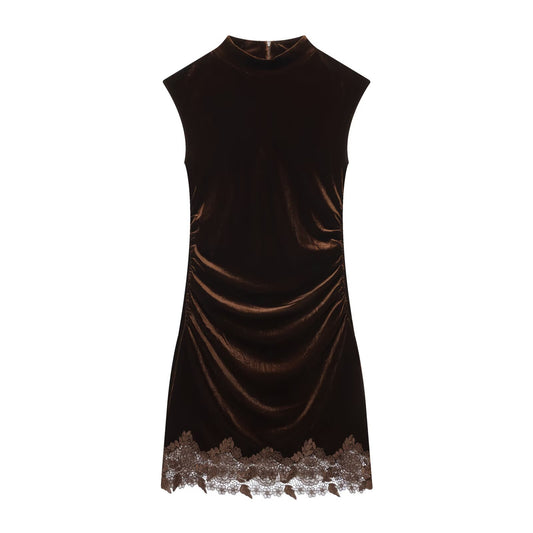 Blake | Winter Velvet Mini Dress Brown