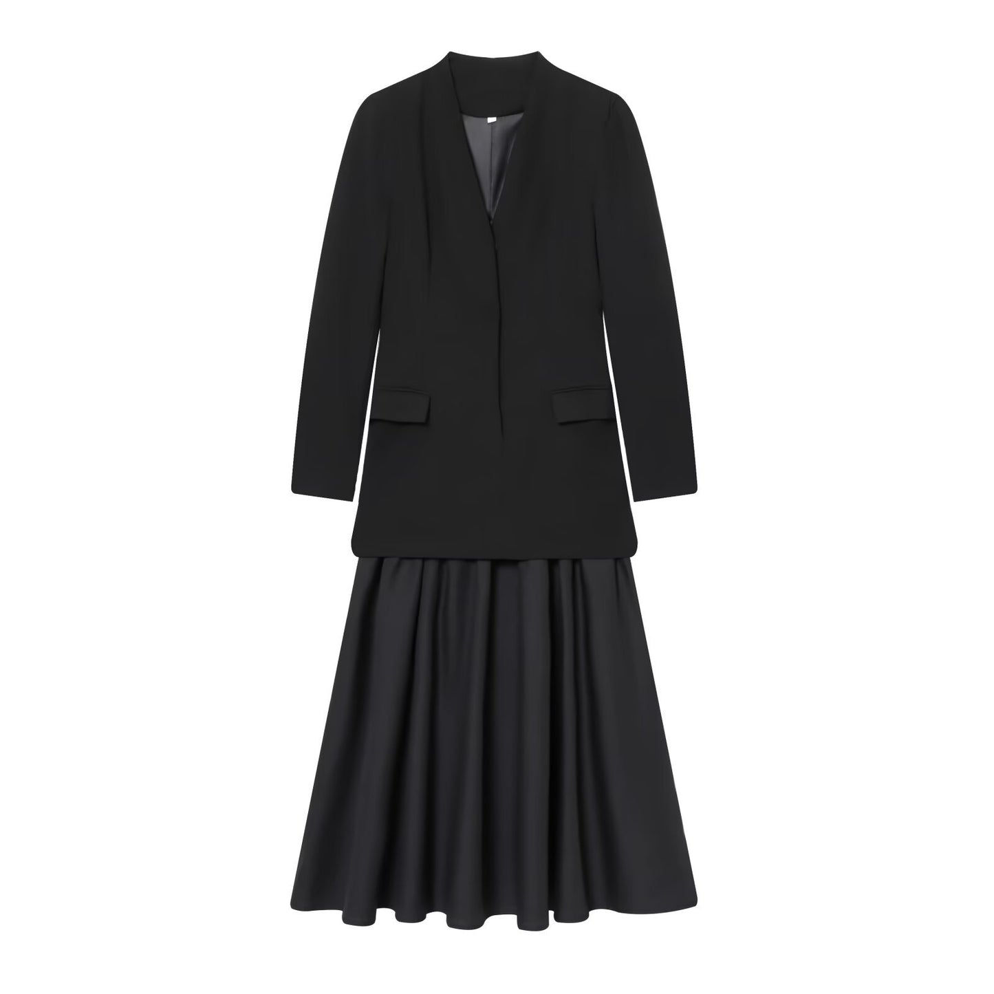 Clara | Smart Casual Pleated Blazer Dress Black