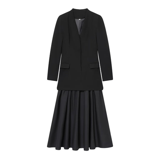 Clara | Smart Casual Pleated Blazer Dress Black