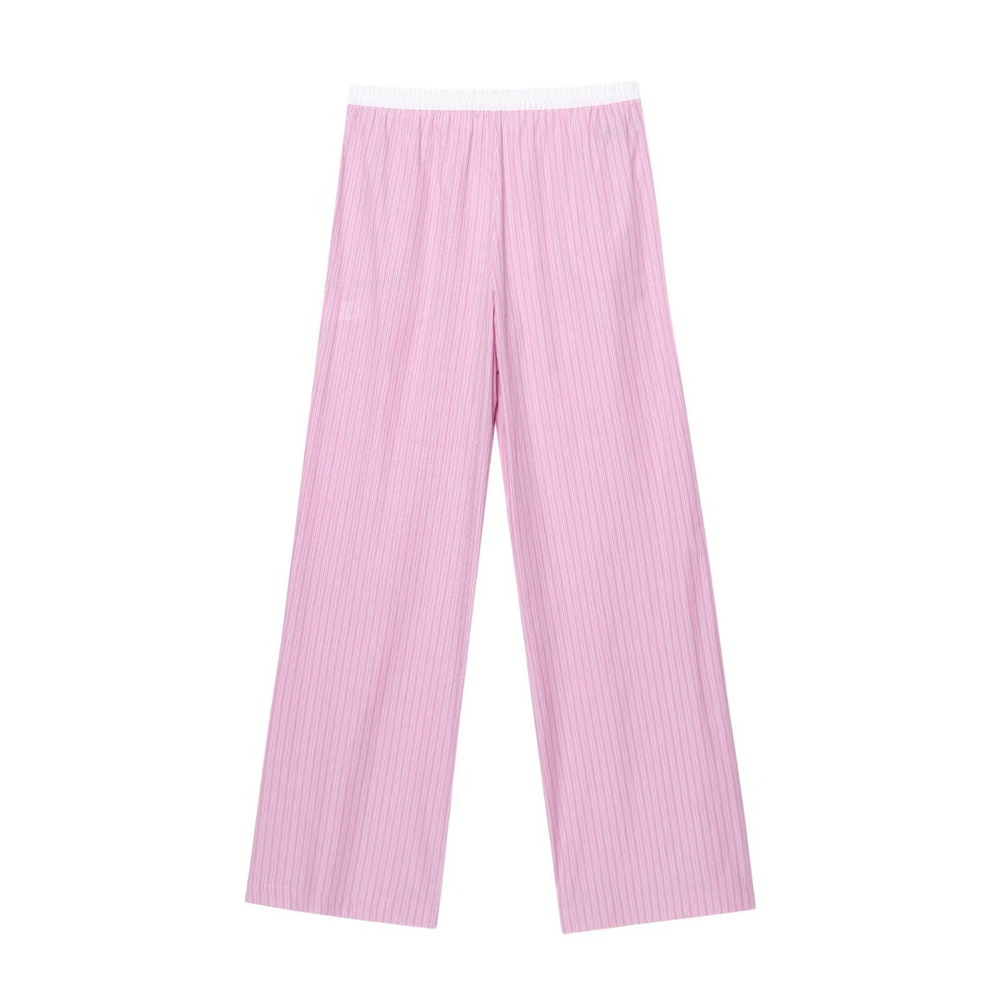 Margot | Ribbed Wide Leg Pants Pink High Waisted