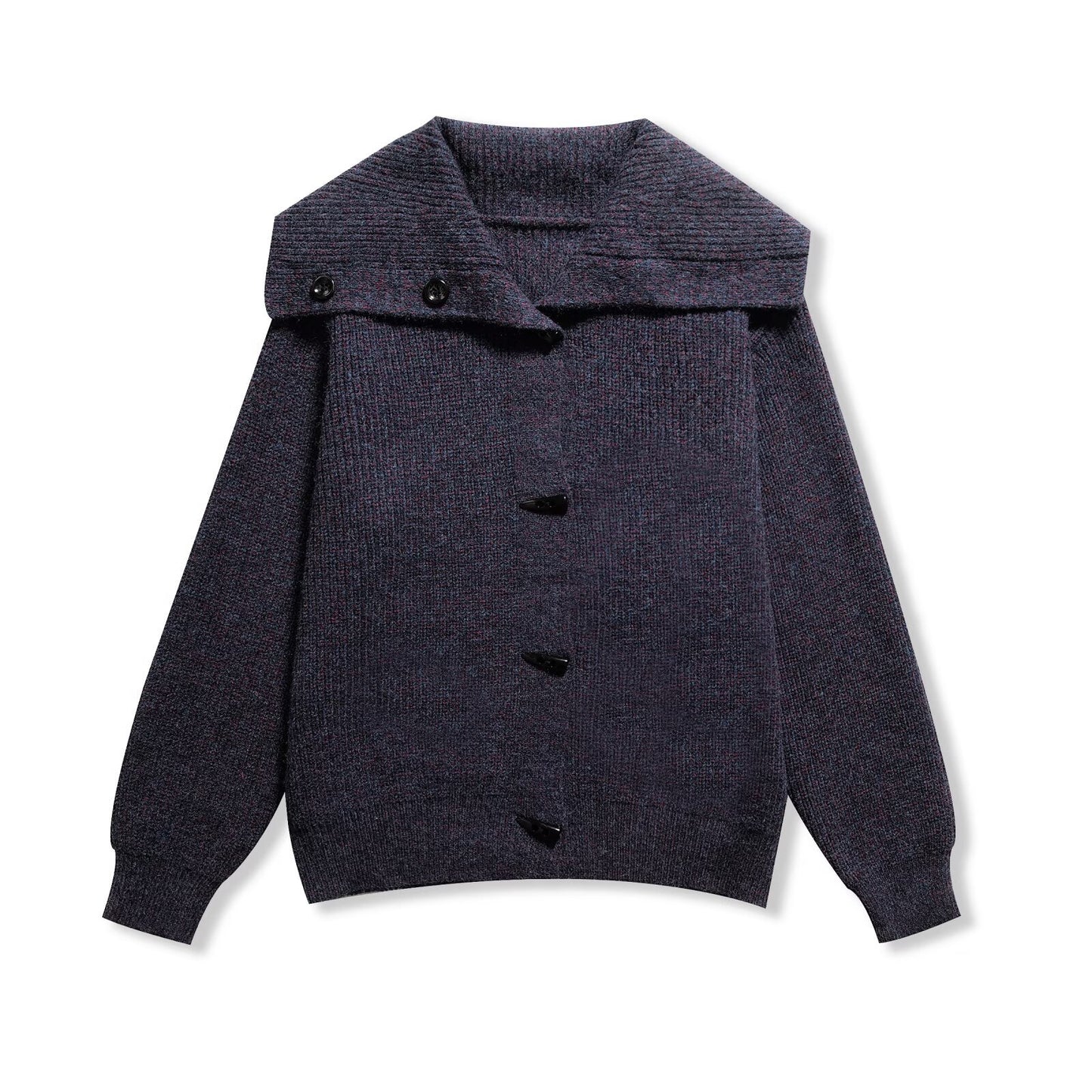 Suki | Autumn Oversized Shirt Grey Knitted Long Sleeve Collared