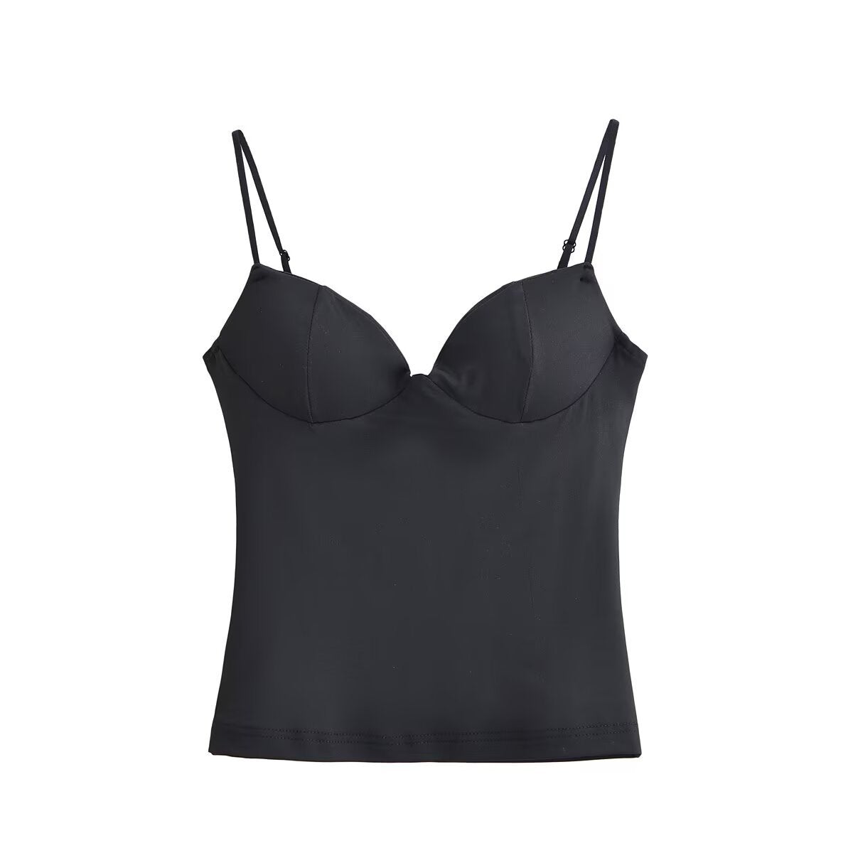 Greta | Elegant Corset Top Black Mesh Cami Fitted Bustier
