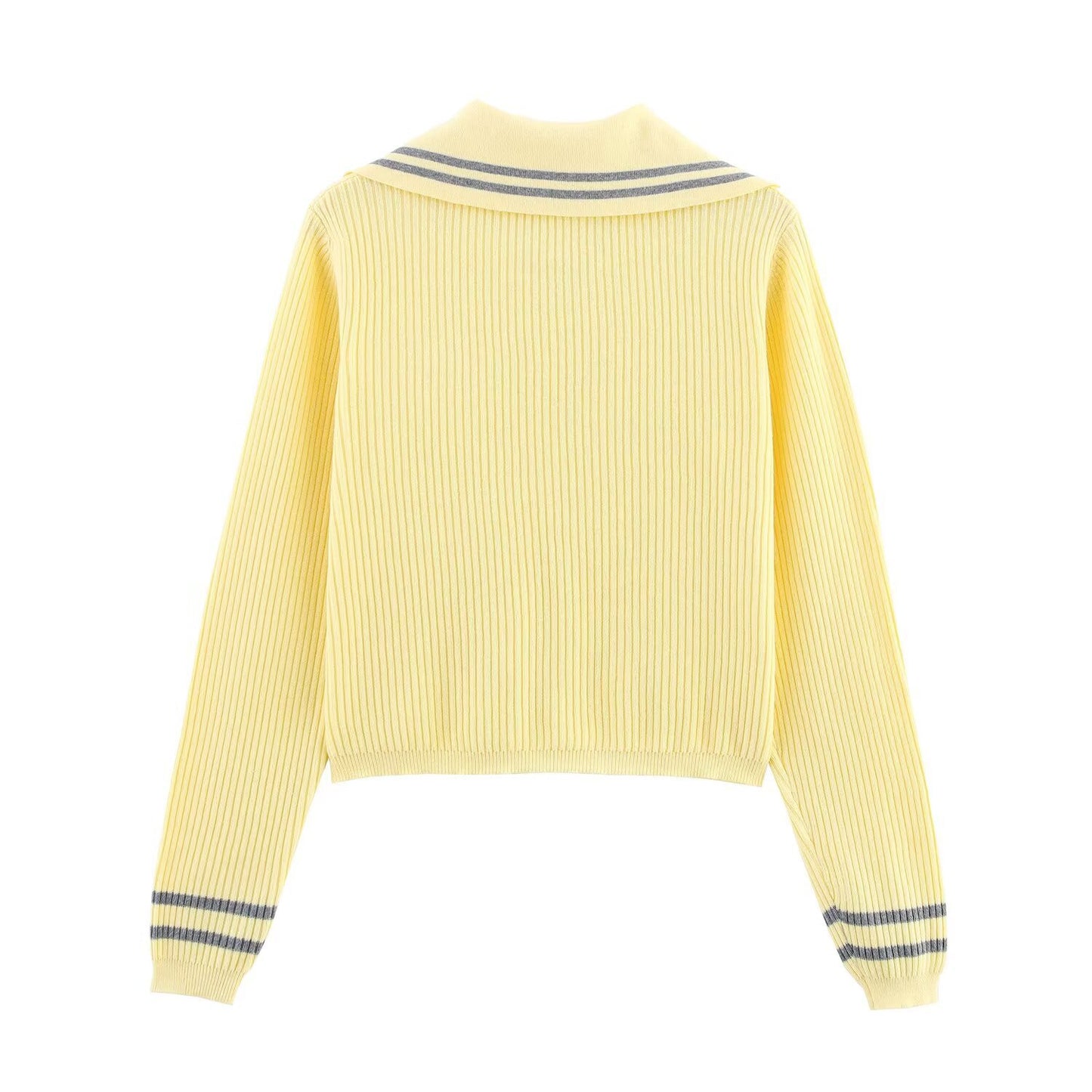Thea | Ribbed Button Down Shirt Yellow Long Sleeve Collared