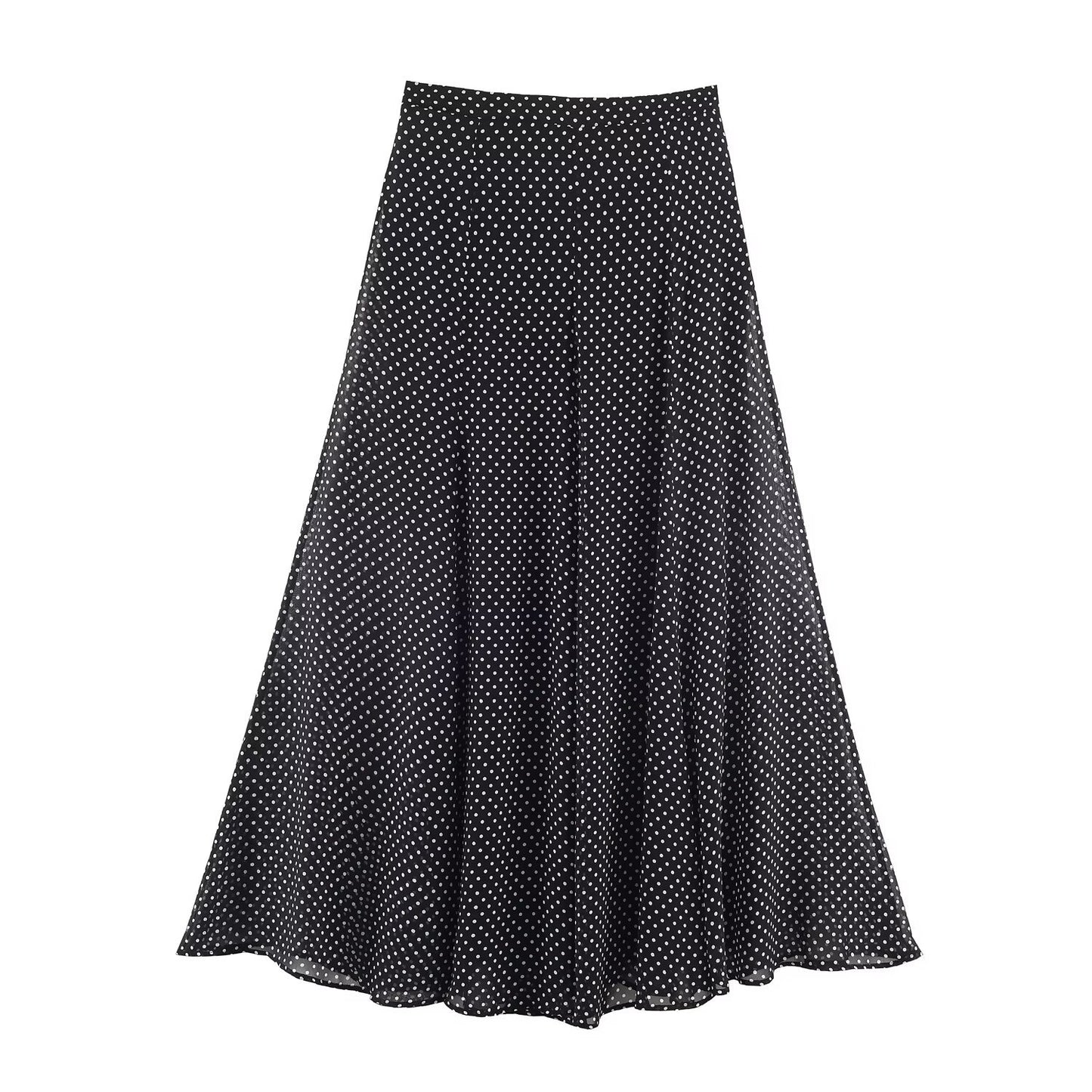 Briar | Elegant Maxi Skirt Black Polka Dot Chiffon Sheer Long
