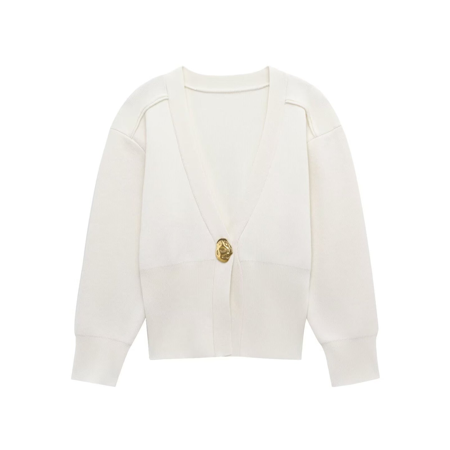 Etta | Elegant Satin Blouse Cream V Neck Long Sleeve Fitted