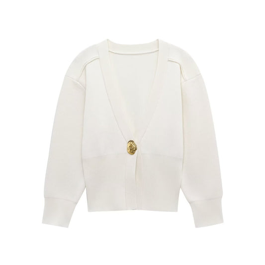 Ivy | Cropped Satin Blouse Cream V Neck Long Sleeve