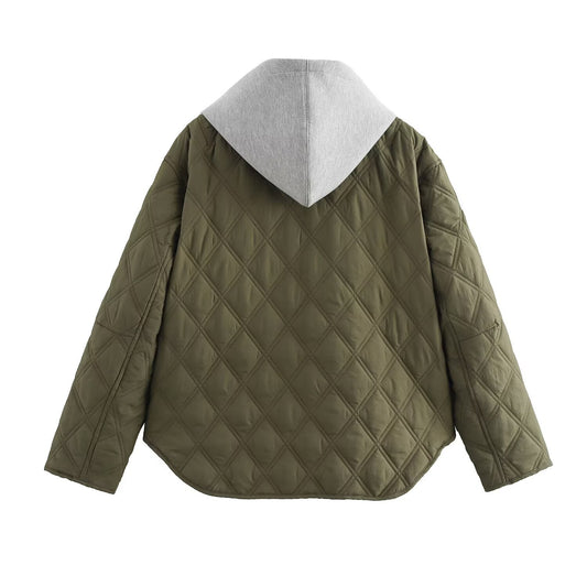 Hazel | Quilted Jacket Green Hooded Padded Oversized