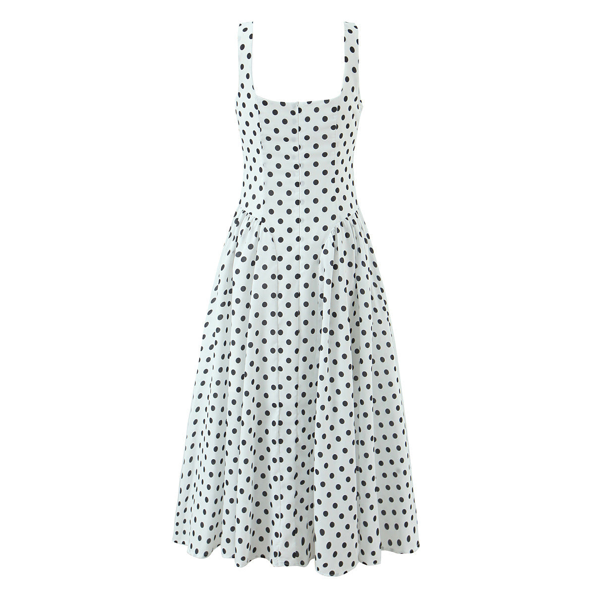 Cora | Summer Polka Dot Midi Dress White