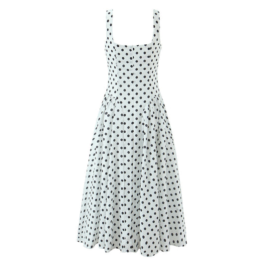 Cora | Summer Polka Dot Midi Dress White