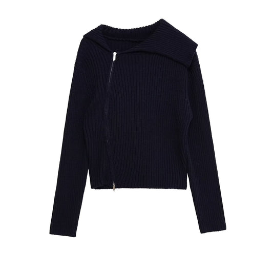 Vera | Ribbed Zip Up Hoodie Navy Long Sleeve