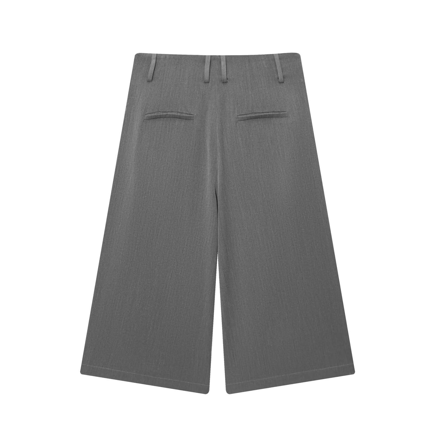 Margot | High Waisted Wide Leg Bermuda Shorts Gray Tailored