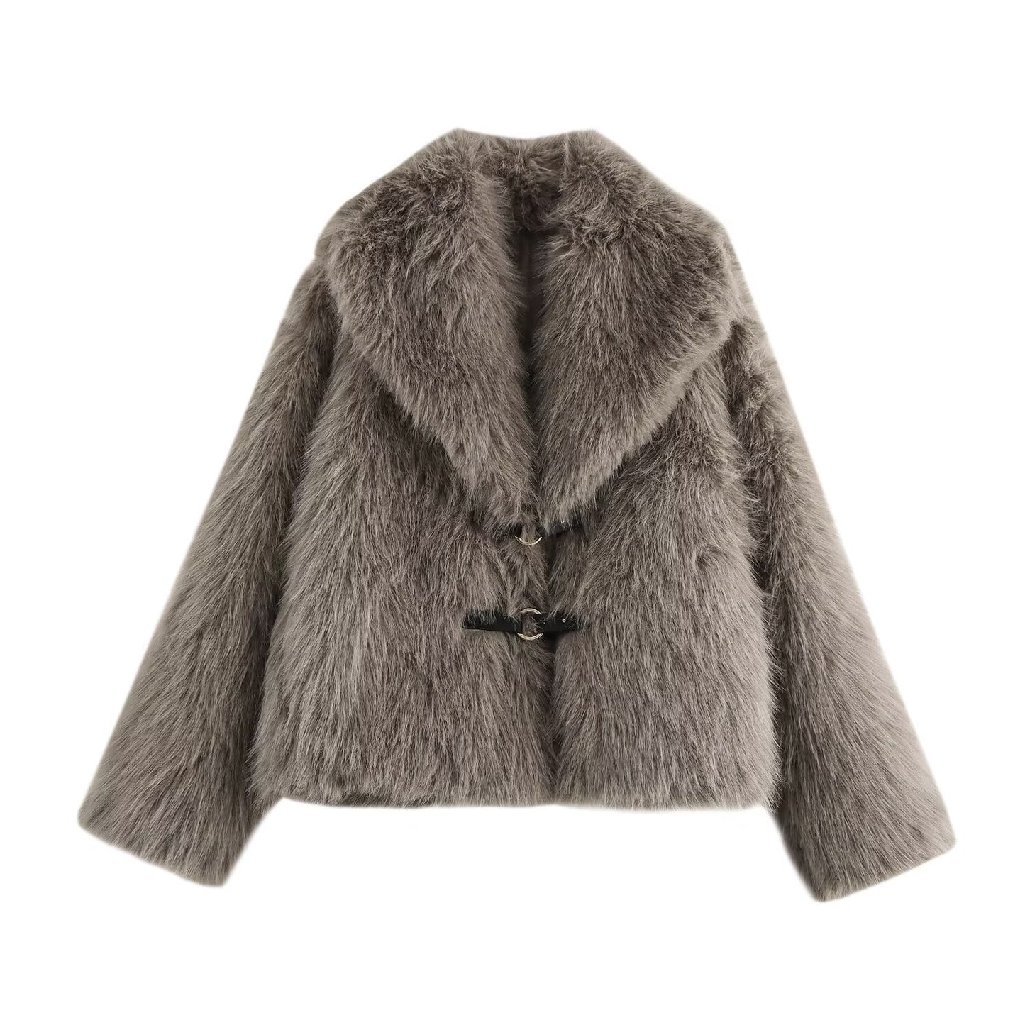Wren | Winter Fluffy Faux Fur Coat Grey
