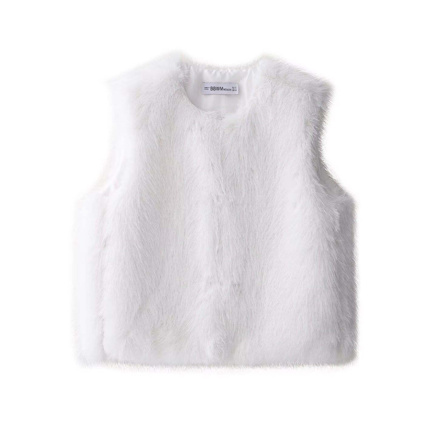 Camille | Fluffy Faux Fur Vest White Sleeveless