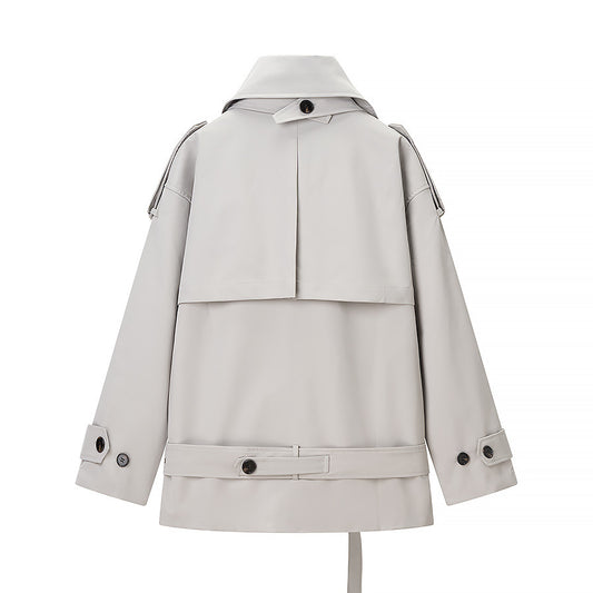 Wren | Casual Belted Double Breasted Jacket Cream Hooded