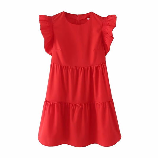 Bibi | Summer Tiered Mini Dress Red