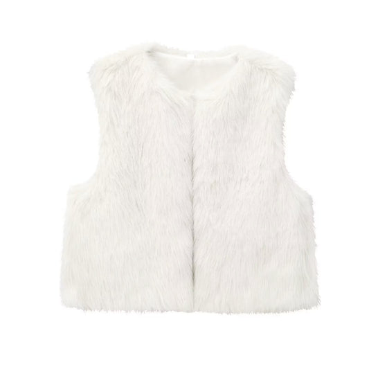 Thea | Faux Fur Vest Black Sleeveless