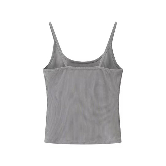 Maren | Everyday Cami Top Grey Ribbed Fitted