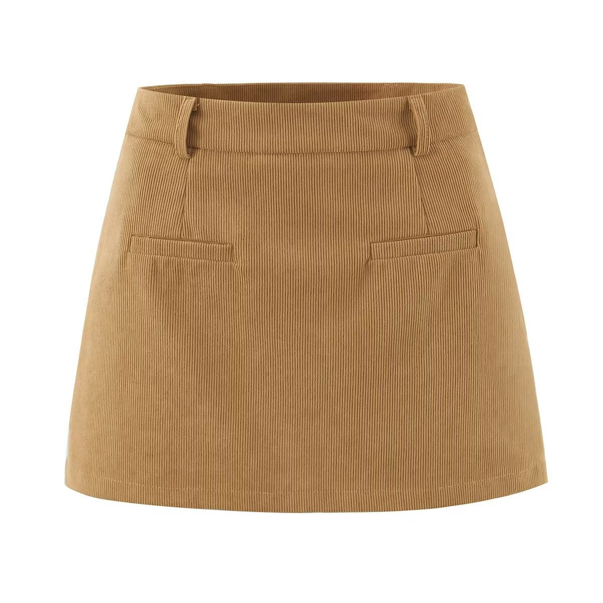 Esme | Mini Skirt Beige Corduroy High Waisted Tailored